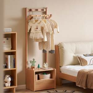 New Arrivals: Solidwood Milo Kids Bedside Table with Clothes Rack, Premium Birch
