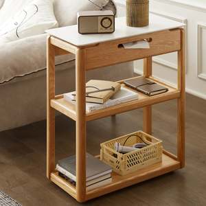 Living Room Tables: Solidwood Hemura Side Table with Sintered Stone Top