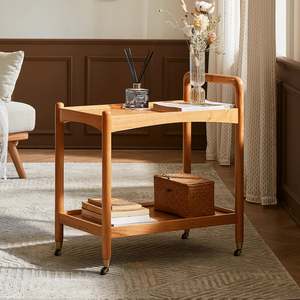 Solidwood Quartz Wine Cart, Cherry