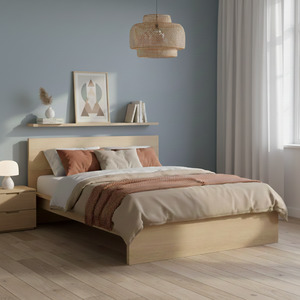 Ikea: Ikea Malm Bed Frame, High, Natural Wood