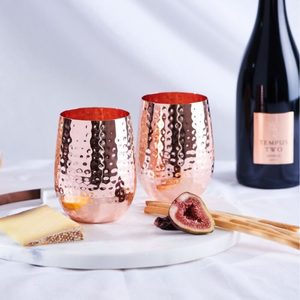 Products: Copper Base Stemless Martini Glasses Set of 2