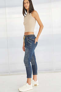 Active Crystal Embellished Jean | Dricoper