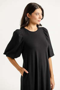 Ivy Midi Dress | Black | Homelee