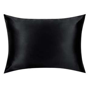 Silk Pillowcases: Black Silk Pillowcase - USA Standard Size - Zip Closure