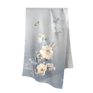 Silk Scarves: Misty Peony Pure Mulberry Silk Extra Large Long Scarf