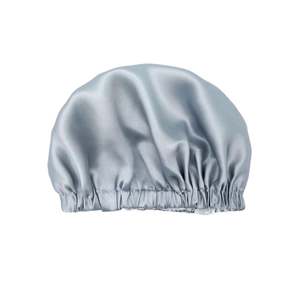 Silk Sleep Caps: Double Layer Mulberry Silk Bonnet Hair Bonnet - Silver - Medium to Small