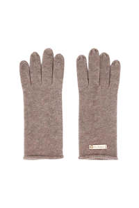 Cashmere Gloves: Cashmere Fine Knit Gloves - Chestnut
