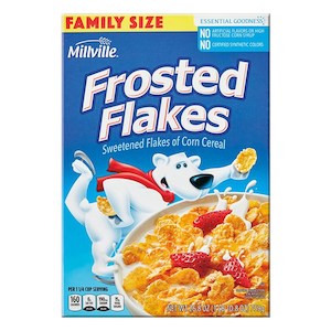Breakfast: Millville Frosted Flakes cereal 26.8oz/759g
