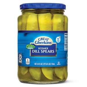 Pickles Relish: Great Gherkin Kosher Dill Spears 24floz/710ml