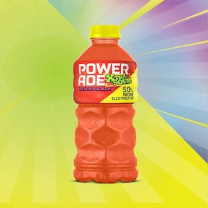 Beverages: Powerade Xtra Sour Peach Pucker 20floz/591ml