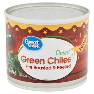 Meals: Great Value Fire Roasted & Peeled Green Chiles Medium 7oz/198g