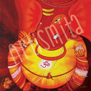 Products: Lambodar - Large Belly Ganesha - Canvas Print Artismita