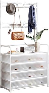 Products: Brand New Multifunctional Shelf Storage Rack Shoes Rack and Cloth Hanger Black with PVC Cover