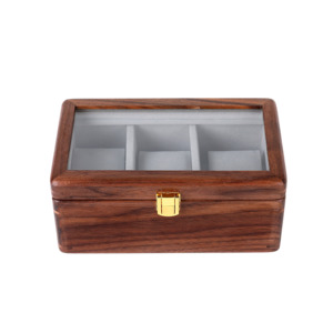 Jewellery Trinket Boxes: Watch Box Black Walnut Wood 3 Watch