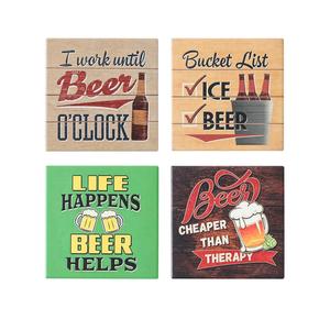 Barware: Coasters x 4 - Beer Square Matt - Oct 26