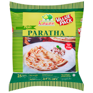 Frozen Naan Pratnha: Kawan Value Pack Paratha Plain 25pcs