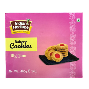 Snacks Biscuits: Indian Heritage Big Jam Cookies 400g