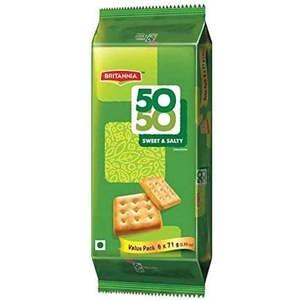 Snacks Biscuits: Britannia 50-50 Sweet & Salty Biscuits 6x62g