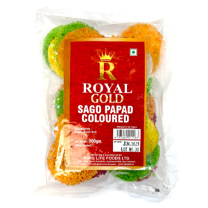 Snacks Biscuits: Royal Gold Sago Papad Mixed Colour 200g