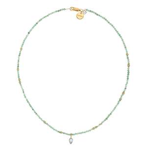 All Necklaces: Gleaming Emerald Necklace with Blue Topaz charm