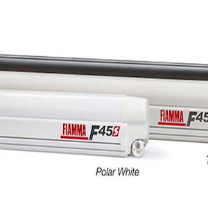 Wall Awnings: Fiamma F45S Awning 2.6 meter Blue fabric