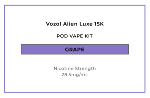 Vozol Alien Luxe 15k Pod Vapes Replacement Pods: Vozol Alien Luxe 15K Pod Vape Kit - Grape