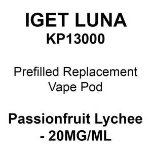 Iget Luna Kp13000 Vape Pods: IGET LUNA KP13000 Vape Pod Passionfruit Lychee