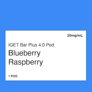 Iget Bar Plus 6000 Puff Kit: IGET Bar Plus 4.0 Blueberry Raspberry