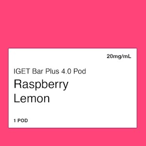 Iget Bar Plus 6000 Puff Kit: IGET Bar Plus 4.0 Raspberry Lemon