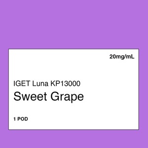 Iget Vape Nz: IGET LUNA KP 13000 Pod - Sweet Grape
