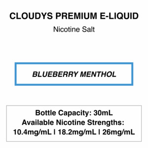 Products: Blueberry Menthol - Cloudys Premium E- Liquid Nic Salt 30 ml - Vapeys NZ - Fast Shipping Premium Vape Stores New Zealand and Australia