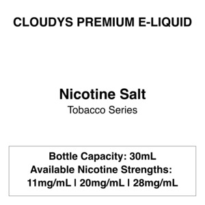 Products: Cloudys Premium E- Liquid Nic Salt - Tobacco Series - 30 ml - Vapeys NZ - Fast Shipping Premium Vape Stores New Zealand and Australia
