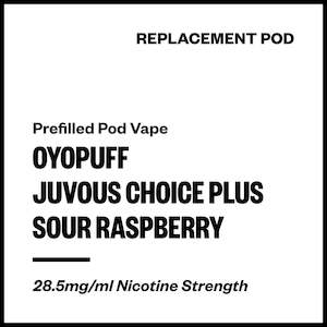 Oyopuff Prefilled Pod Vapes: Oyopuff Juvous Choice Plus - Sour Raspberry (Replacement Pod)