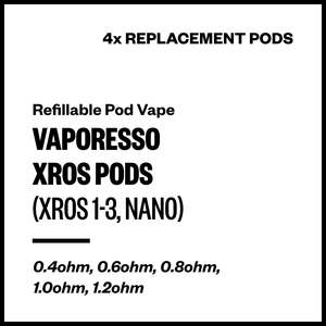 Vaporesso XROS Replacement Pods (for XROS 1-5/Nano/etc) [4 Pack]