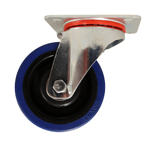 Swivel Plate Castor 100mm Blue Elastic Rubber Wheel