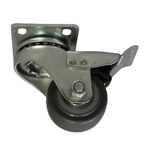 Swivel Plate Castor 50mm thermoplastic rubber wheel, polypropylene rim, Braked