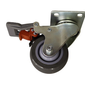 Swivel Plate Castor 75mm thermoplastic rubber wheel, polypropylene rim, Braked