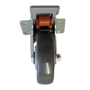 LP Range 60 100KG: Swivel Plate Castor 100mm thermoplastic rubber wheel, polypropylene rim, Braked