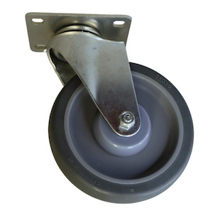 LP Range 60 100KG: Swivel Plate Castor 125mm thermoplastic rubber wheel, polypropylene rim