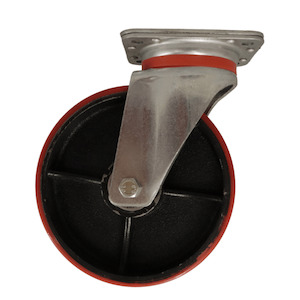 Products: Swivel Plate Castor 200mm Cast Iron Wheel, Polyurethane Tread