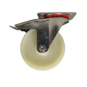 Swivel Plate Castor 125mm Nylon Wheel, Braked