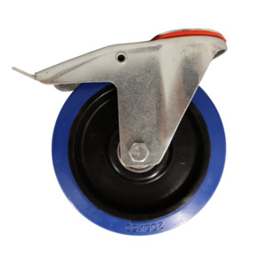 Products: WB200B/HB Bolt Hole Swivel Castor 200mm Blue Elastic Rubber Wheel, Braked