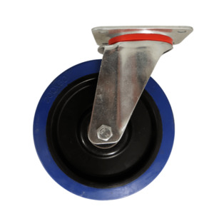 Products: WB200B/PB Swivel Plate Castor with 200mm Blue Elastic Rubber Wheel, Braked