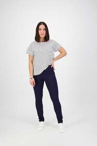 Pull On Pants Permanent: 12106 Navy - Skinny Leg Full Length Ponti Pull On