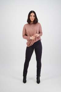 Pull On Pants Permanent: 234M Charcoal - Slim Leg Full Length Pinwale Cord Pull On