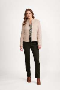 2059BW Dune - Long Sleeve Lined Zip Up Jacket with Front Zip detailing