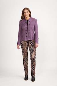 2078 Grape - Military Style Jacket with Button Front Detail