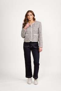 2083 Galaxy - Collarless Short Jacket with Trim detail