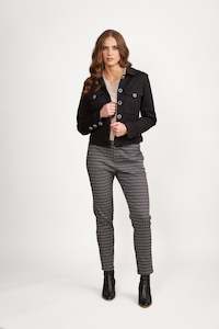 2088 Black - Shaped Stretch DJ with Button Detail