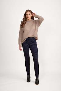 Pull On Pants All: 5903 Navy - Skinny Leg Ankle Grazer Printed Ponti Pull-On
